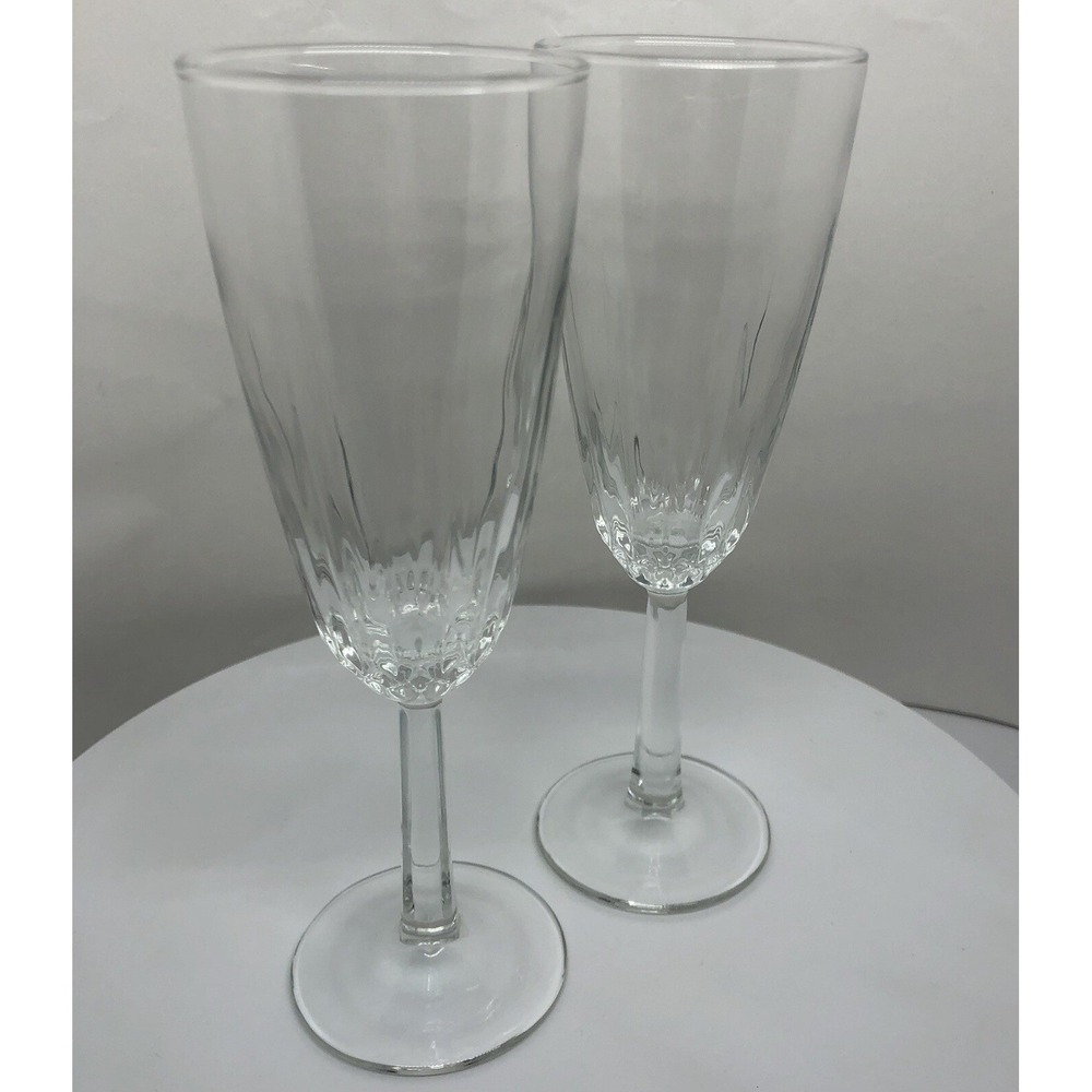Set of 2 LENOX Crystal Flute Glasses 6.75" Tall Clear Anniversary Wedding‎ Toast
